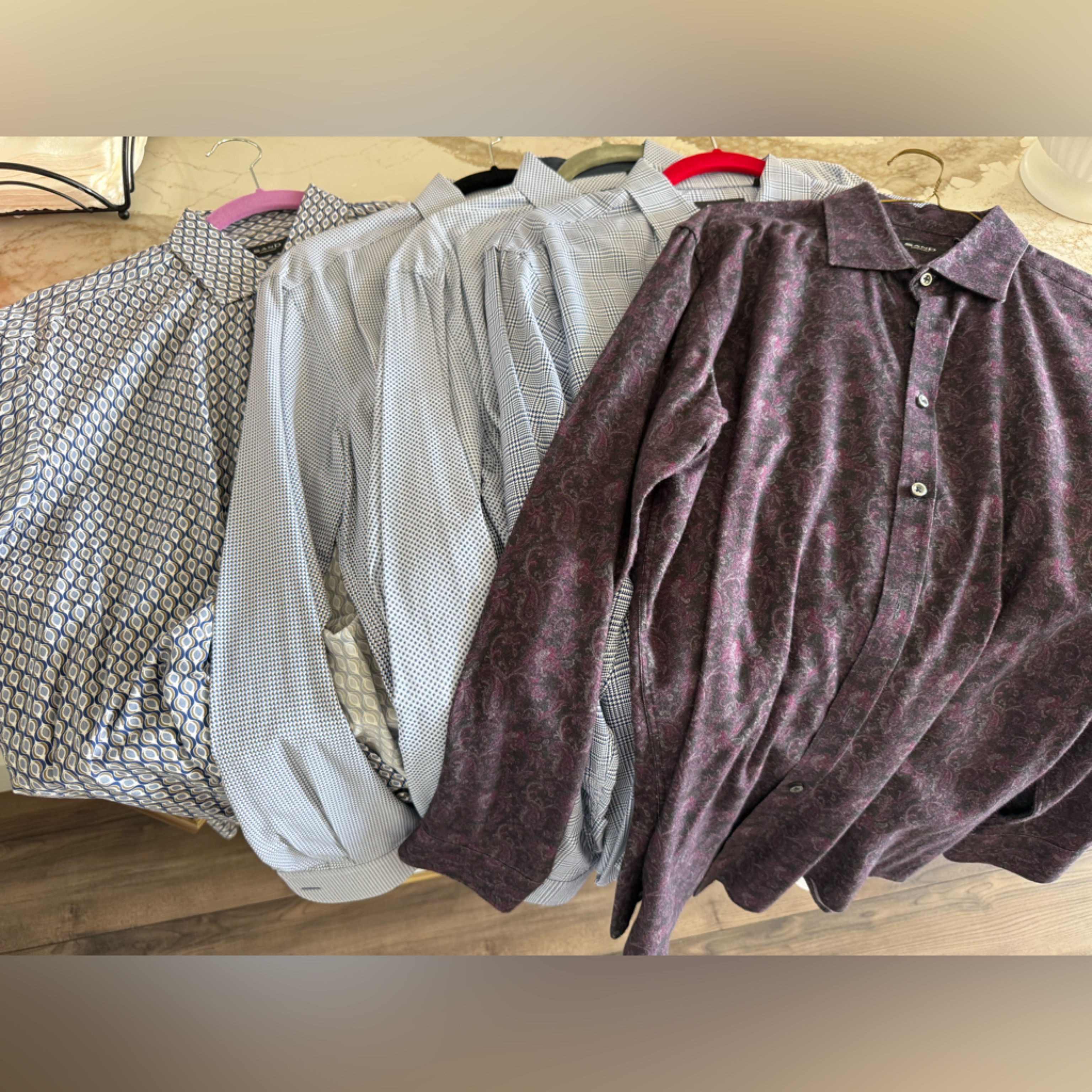 Lot Of 5 Sand Geometric Button-Down Shirts Sz Large